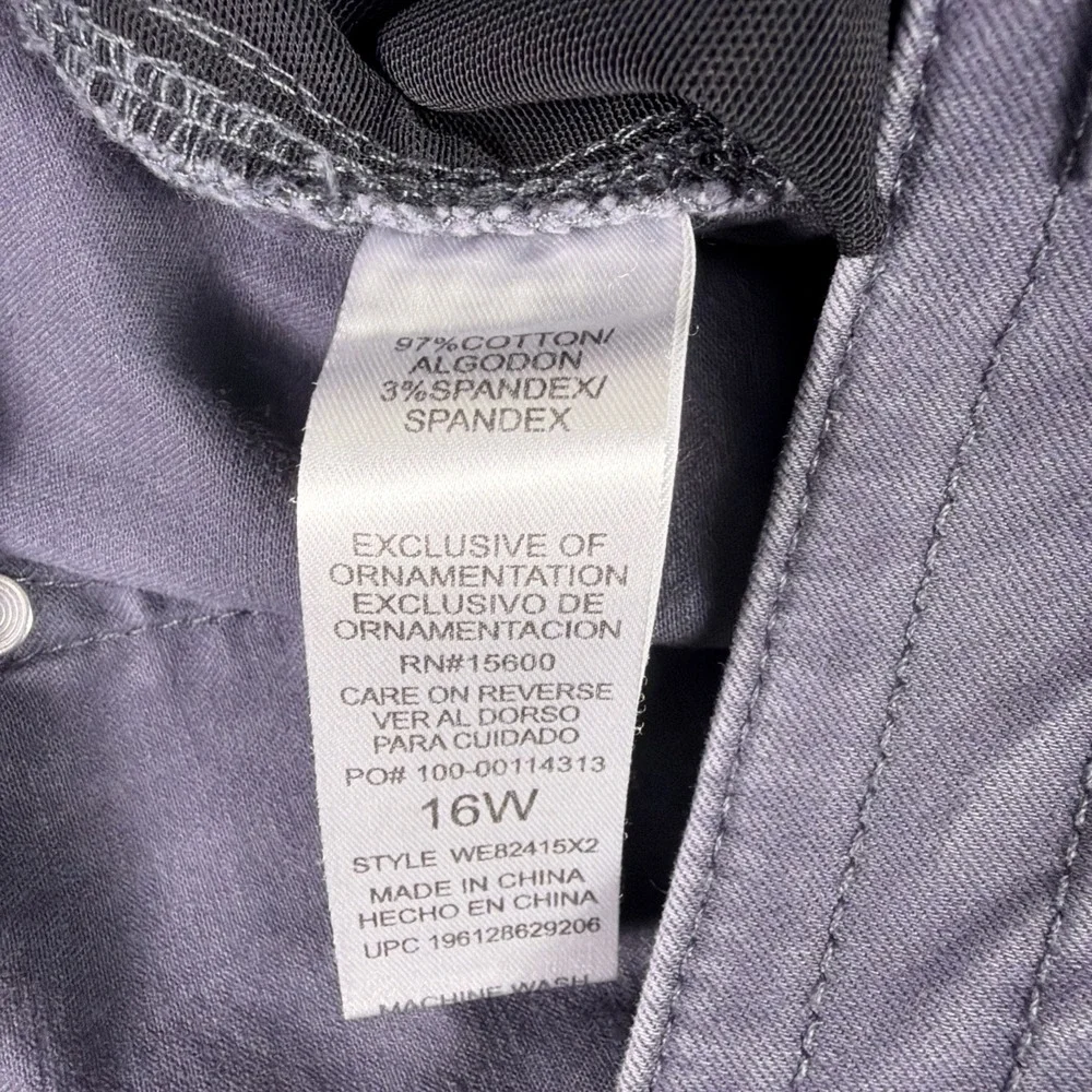 Democracy Pants Women Size 16W Gray Ab Solution Straight Utility Double Knee